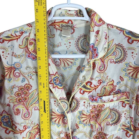 BedHead Anthropologie Women 8 Paisley PJ Set Cropped Comfy Lounge Quiet Luxury - Picture 9 of 16